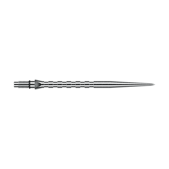 Winmau Switch Point Groove steel dart tips - Silver Effect Gezeigt wird eine Winmau Switch Point Groove Steeldartspitze in silberner Ausführung mit 40mm Länge. Die Spitze ist gut zu erkennen und wirkt hochwertig verarbeitet.