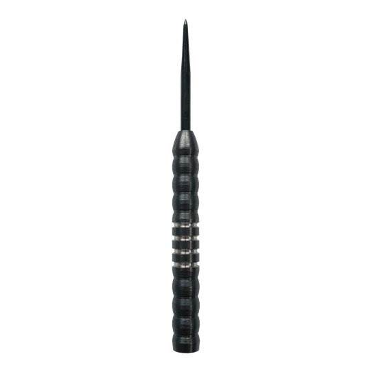 Ocelové hlavně na šipky McDart Midnight V1 Das Bild zeigt den McDart Midnight V1 Steeldart Barrel. Der Barrel ist schwarz und hat eine gerillte Oberfläche für besseren Halt.