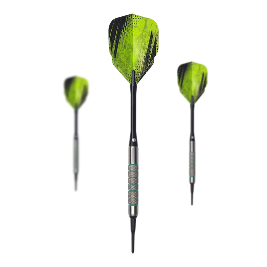 Měkké šipky McDart 85 Tungsten V7 - 16,5 g Das Bild zeigt ein Set McDart 85er Tungsten V7 Softdarts - 16,5g. Die Darts sind nebeneinander angeordnet.