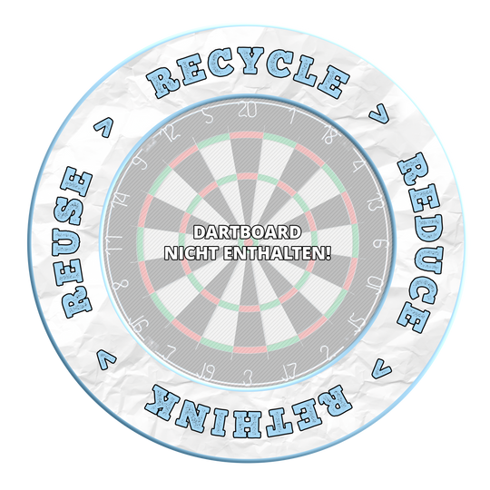 McDart Recycle Reduce Rethink Reuse Dartboard Surround Das Produkt heißt ‚MSF-C9 McDart Recycle Reuse Reduce Rethink Surround Himmelblau‘. Es handelt sich um eine blaue Dart-Surround für umweltbewusste Spieler.