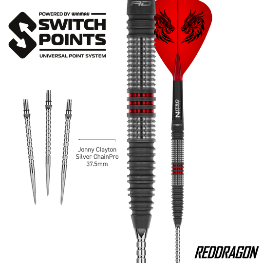 Red Dragon Jonny Clayton Hireath Switch Point Steeldarts Abgebildet sind Red Dragon Jonny Clayton Hireath Switch Point Steeldarts. Diese Darts überzeugen durch ihre spezielle Form und hohe Qualität.