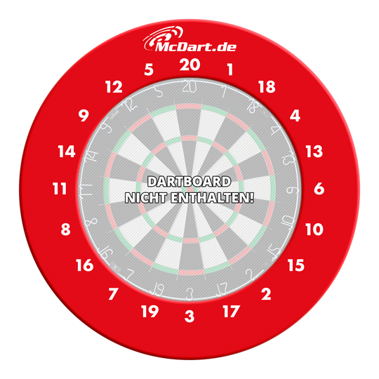Das Bild zeigt einen roten Zahlenring für eine Dartscheibe. Die Zahlen sind deutlich auf der Umrandung zu erkennen.