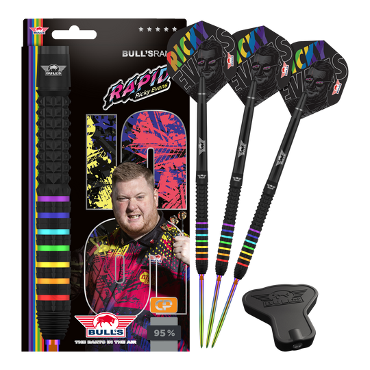 Šipky Bulls NL Ricky Evans Rapid 95 Convertible Point Steel Darts Das Produkt zeigt Bulls NL Ricky Evans Rapid 95 Convertible Point Steeldarts. Das Set ist für verschiedene Spielarten nutzbar.