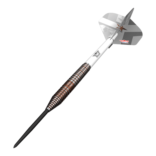 Bulls NL Max Hopp E5 Steeldarts Abgebildet sind Bulls NL Max Hopp E5 Steeldarts. Sie bieten einen guten Griff und eine ausgewogene Gewichtsverteilung.