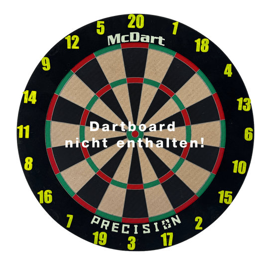 Pierścienie z numerami do tarczy do darta McDart / Pierścienie z numerami klasyczne Auf dem Bild ist ein klassisches gelbes Board zu sehen. Das Board ist einfach und funktional gestaltet.