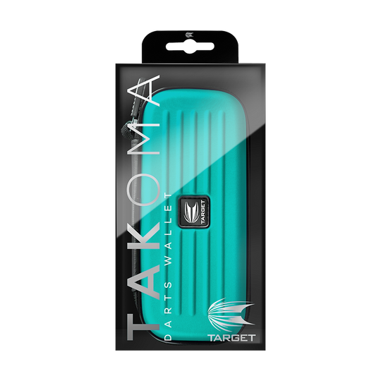 125819_Target_Takoma_Dartwallet_Aqua_3 Das Bild zeigt das Produkt "Target Takoma Dartwallet" in seiner Verpackung. Das Dartwallet ist türkisfarben und hat ein modernes Design mit dem Target-Logo auf der Vorderseite.