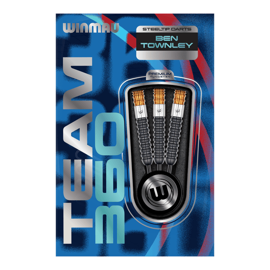 Šipky Winmau Team 360 Ben Townley Steeldarts - 23g Das Bild zeigt die Winmau Team 360 Ben Townley Steeldarts - 23g Darts. Diese Darts sind speziell für professionelle Spieler entworfen.