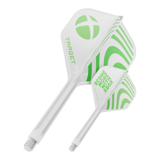 Target Xbox K-Flex No2 Standard Flights - White Ein Produktbild mit dem Dateinamen 410612_Target_Xbox_KFlex_No2_Standard_Flights_33mm_1. Das Bild zeigt vermutlich ein Dartzubehör.