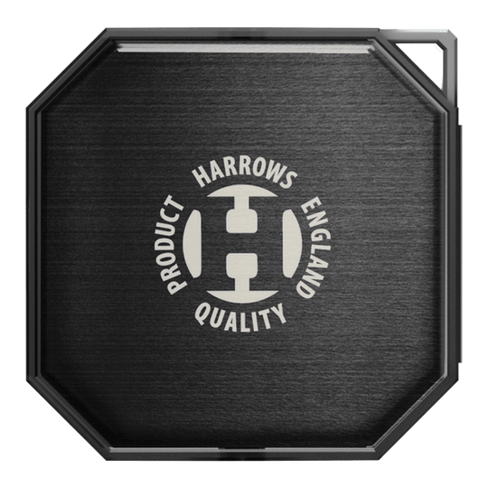 Das Bild zeigt das Harrows Premium Quick Point Tool Case. Es handelt sich um eine hochwertige Aufbewahrungslösung für Dartzubehör.