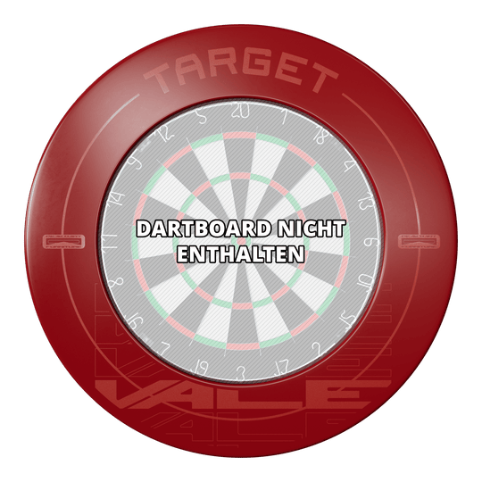 Marco para tablero de dardos Target VALE Das Bild zeigt das Produkt "Target VALE Dartboard Surround" in Rot. In der Mitte steht der Hinweis "Dartboard nicht enthalten".