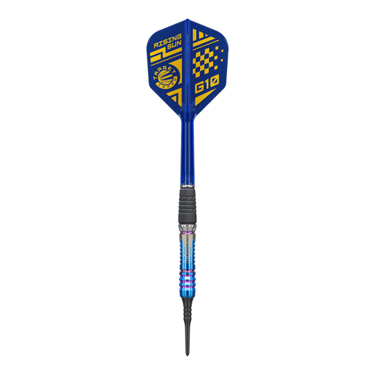 Miękkie lotki Target Japan Rising Sun GEN10 - 21,5 g Dieses Bild zeigt den Target Japan Rising Sun GEN10 Softdarts mit 21,5g. Der Dart besticht durch seine auffällige Gestaltung und hervorragende Verarbeitung.