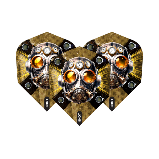 Shot Badlands The Sherriff No6 Lety Hier ist das Produkt Shot Badlands The Sherriff No6 Flights abgebildet. Man sieht spezielle Dart-Flights mit individuellem Muster.