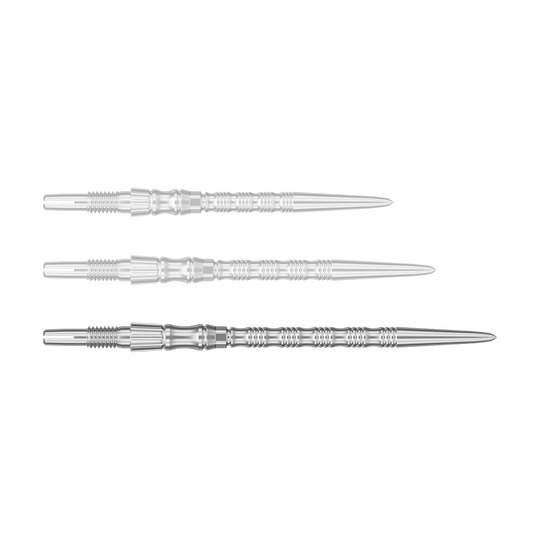 Target Signature Swiss Point TRB Steeldartspitzen - Silber Einzelne silberne Dartspitze mit einer Länge von 42 mm wird gezeigt. Dies ist die Target SwissPoint Signature TRB Dartspitze.