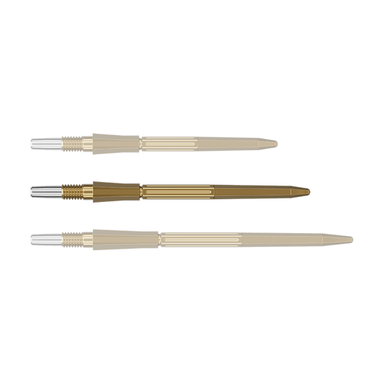 Target Elysian Archetype 43 Swiss Point Steel Dart Tips - Gold Abgebildet ist eine einzelne goldene Dartspitze. Die Dartspitze gehört zur Serie Target Elysian Archetype 43 SwissPoint, 35 mm.