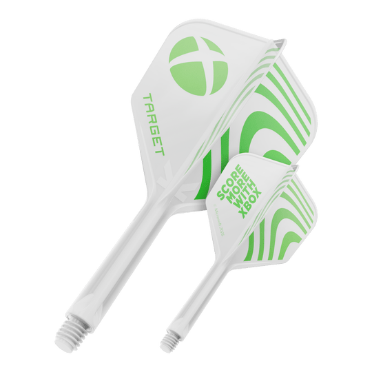 Target Xbox K-Flex No6 Flights - White Hier ist wahrscheinlich ein Target Xbox KFlex No6 Flights in der Größe 26mm abgebildet. Die Darstellung zeigt ein einzelnes Dart-Flight-Zubehörteil.