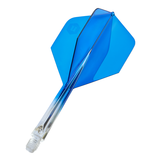 Unicorn Forge Dwukolorowe No2 Standardowe Lotki - Przezroczysty Niebieski - Średni Unicorn Forge Two Tone No2 Standard Flights in Klar Blau, Medium, sind zu sehen. Es sind Ersatz-Flights für Dartpfeile.