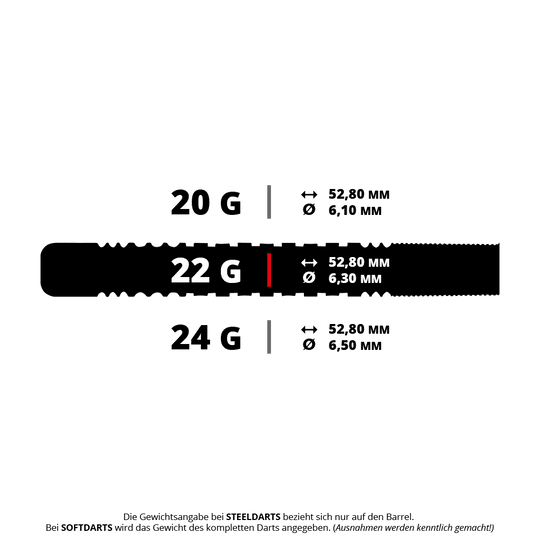 Ocelové šipky Unicorn Wraith James Wade Das ist ein Bild von Unicorn Wriath James Wade Steeldarts in der 22g Variante. Die Dartpfeile sind detailliert dargestellt.