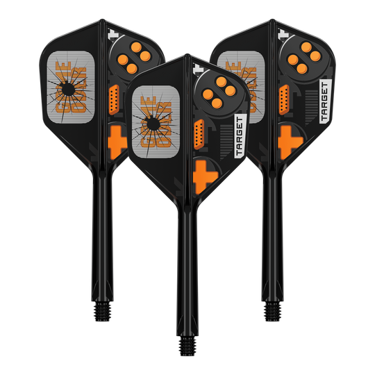 Ein Satz Target K-Flex GameOver No6 Flights, 33 mm. Die Flights werden im Bild dargestellt.