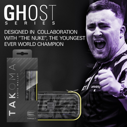 Das Bild zeigt das Takoma Ghost Series Luke Littler Dartcase. Dies ist ein spezielles Dartcase für Luke Littler Fans.