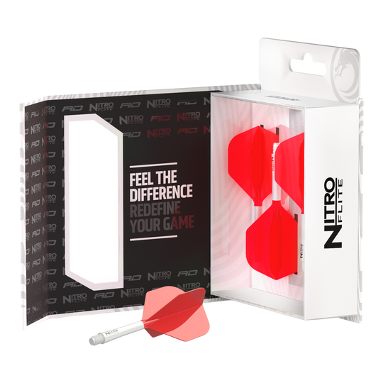 Red Dragon Nitroflite - White Shaft Red No2 Flights Zu sehen ist das Red Dragon Nitroflite Set mit weißen Schäften und No2 Flights in Rot. Dieses Zubehör ist für hochwertige Dart-Performance konzipiert.