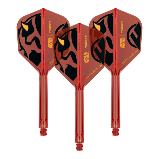 Target Star Wars K-Flex Darth Maul No6 Flights Abgebildet ist ein Produkt mit dem Namen 410522_Target_StarWars_KFlex_DarthMaul_No6_Flights_Medium_33mm_1Set. Das Bild zeigt vermutlich Dart-Flights mit Star Wars Darth Maul Motiv.
