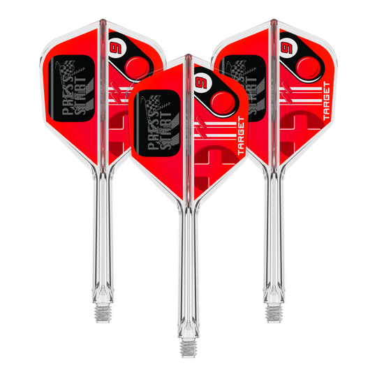 Target K-Flex Press Start No6 Flights Das Bild stellt ein Set Flights für Darts dar, genannt 410584 Target K-Flex PressStart No6 33mm. Es ist ein Ersatzteil für Dartpfeile.