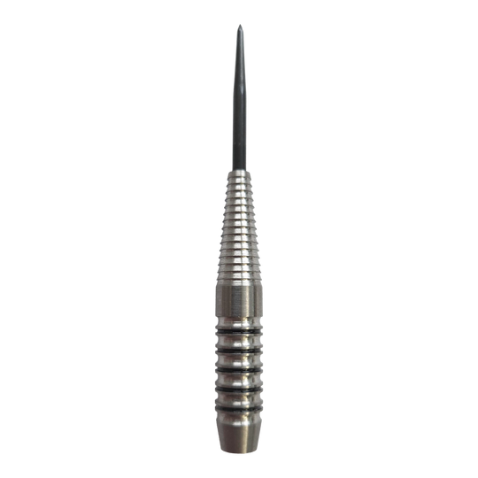 Stalowe lufy do rzutek McDart Black Ring Shark - 24 g Das Bild zeigt die McDart Black Ring Shark Steeldart-Barrels mit einem Gewicht von 24g. Die Oberfläche ist besonders griffig gestaltet.