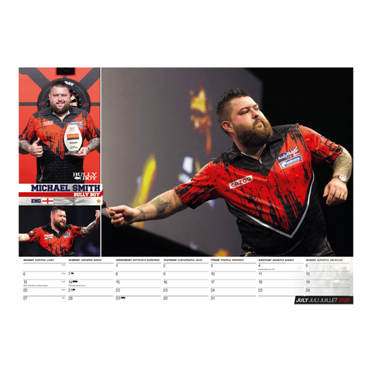 Der Darts Kalender 2026 ist auf diesem Bild zu sehen. Es zeigt eine Vorschau des Kalenders für Dart-Fans.