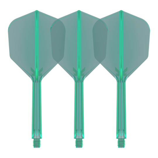 Letový systém Target K-Flex No6 - zelený Mehrere Dart-Flights mit glatter Oberfläche sind dargestellt. Die Flüge sind gleichförmig geformt.