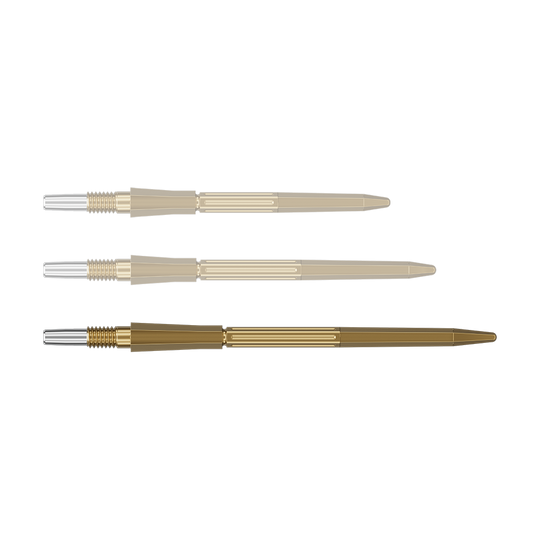 Target Elysian Archetype 43 Swiss Point Steeldartspitzen - Gold Das Bild zeigt eine goldene Dartspitze in der Länge 42 mm. Die Dartspitze ist von Target Elysian Archetype 43 SwissPoint.
