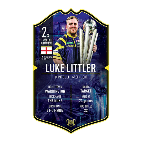 Dies ist die Ultimate Darts Card – Luke Littler World Champion 2026. Zu sehen ist die Sammelkarte von Luke Littler als Weltmeister.