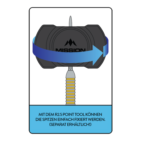 Hier ist das Mission R2.5 Rapid Point Tool abgebildet. Es unterstützt den Spieler beim Wechseln der Dartspitzen.