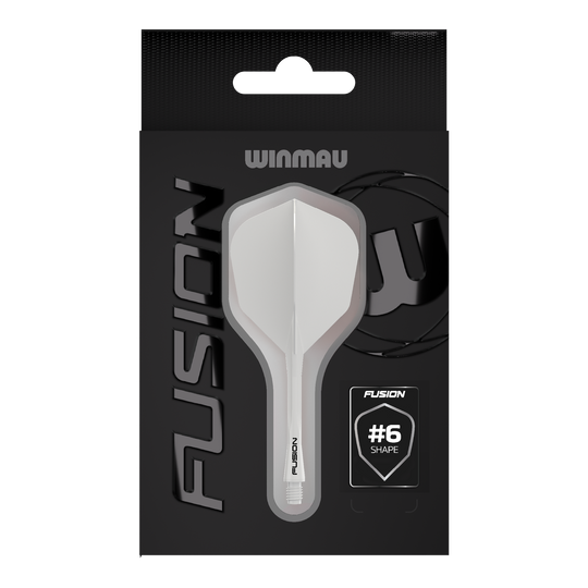 Winmau Fusion Flight-Shaft-System No6 Solid White Das Bild zeigt das Winmau Fusion Flight-Shaft-System No6 Solid White. Es handelt sich um ein weißes Dart-Zubehör.