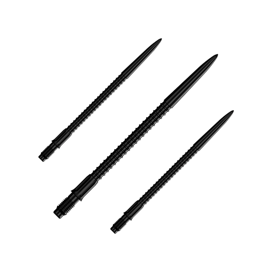 Mission R2.5 Rapid Point GV1 Dartspitzen - Schwarz Das Bild trägt die Bezeichnung M002177_Mission_R25_Rapid_Point_GV1_Dartspitzen_Schwarz_40mm_1Set. Es handelt sich vermutlich um ein Set schwarzer Dartspitzen mit 40mm Länge.