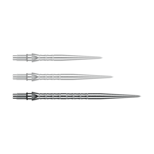 Ein Bild des Dateinamens Winmau_Switch_Point_Wave_Silver_Effect_Steeldartspitzen_40mm_1. Es zeigt wahrscheinlich silberne Steeldartspitzen mit Wave-Effekt, 40 mm lang.