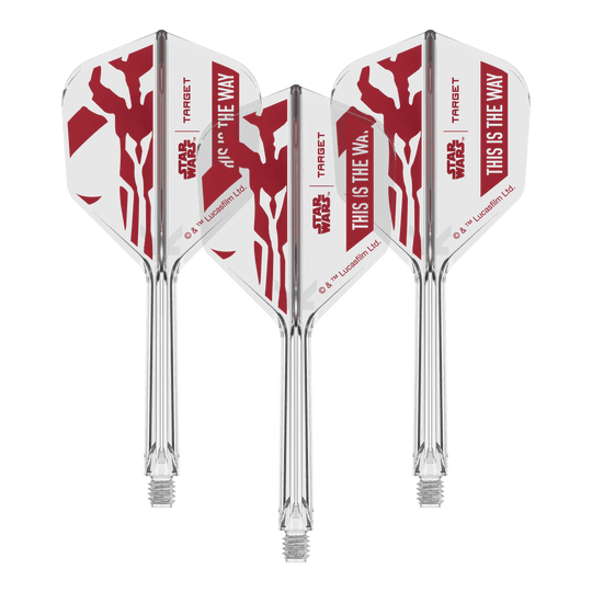 Target Star Wars K-Flex-Set Mandalorian No6 Flights Zu sehen ist '410625_Target_StarWars_K-Flex_ThisIsTheWay_No6_Flights_33mm_2b'. Es handelt sich vermutlich um weitere 'This Is The Way' Dart-Flights.