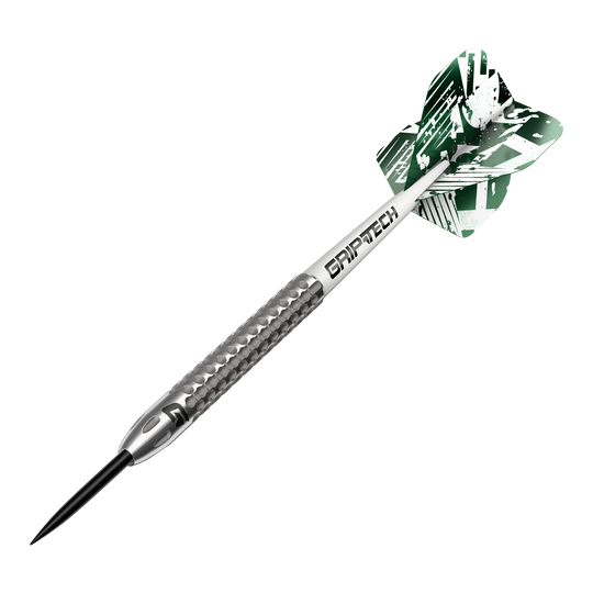 Šipky GOAT Fairway V2 z wolframové oceli GOAT Fairway V2 Tungsten Steeldarts sind in einer Reihe abgebildet. Das Design betont die schlanke Form.