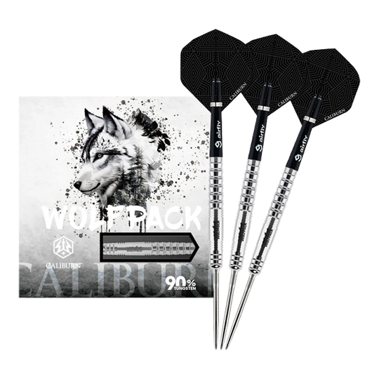 Ocelové šipky Caliburn Wolfpack W6 - 22g Gezeigt wird der Caliburn Wolfpack W6 Steeldart – 22g in voller Ansicht. Dieser Steeldart steht für genaue Würfe und hohe Qualität.