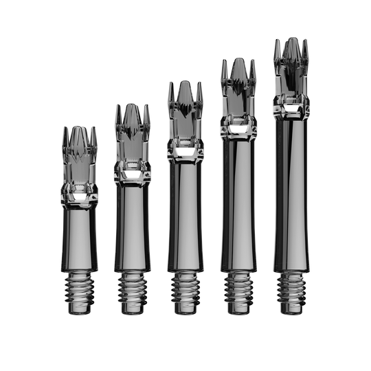Wałki wymienne do systemu L-Style L-System – przezroczyste, czarne Abgebildet sind die L-Style L-System Ersatzshafts in Clear Black. Diese Schäfte dienen als Ersatzteile für Dartpfeile.