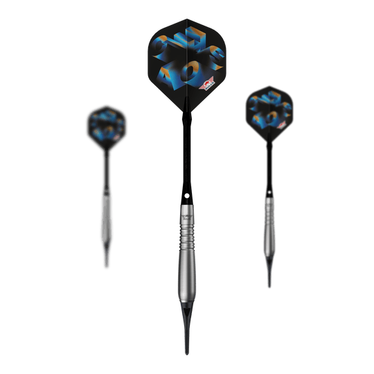 Dardos blandos Bulls NL Chaos azules - 19 g Abgebildet ist ein Set Bulls NL Chaos Blue Softdarts mit 19g. Die Softdarts sind blau und werden als komplettes Set präsentiert.