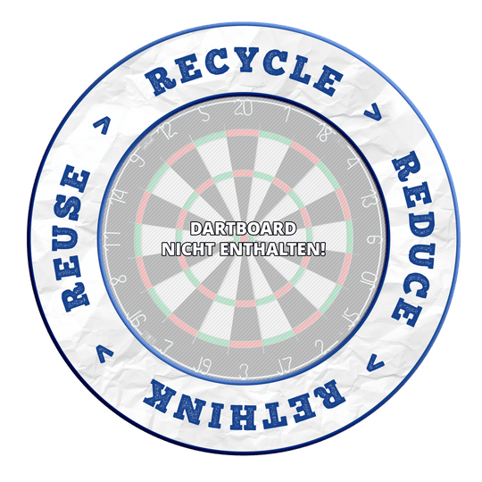 McDart Recycle Reduce Rethink Reuse Dartboard Surround Das Bild zeigt ein Produkt mit dem Dateinamen DBS-RRRR3_Surround_Recyle_Reuse_Reduce_Rethink_Blau_1. Das genaue Produkt ist nicht näher beschrieben.