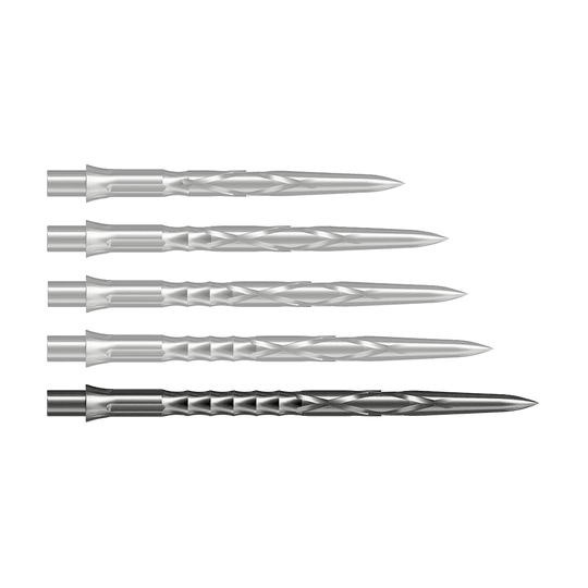 Caliburn System Steeldartspitzen - HAN G2 - Silber Zu sehen ist eine silberne Caliburn Evo System Steeldartspitze, 40mm lang. Dieses Produkt ist robust und für Dartspiele gedacht.