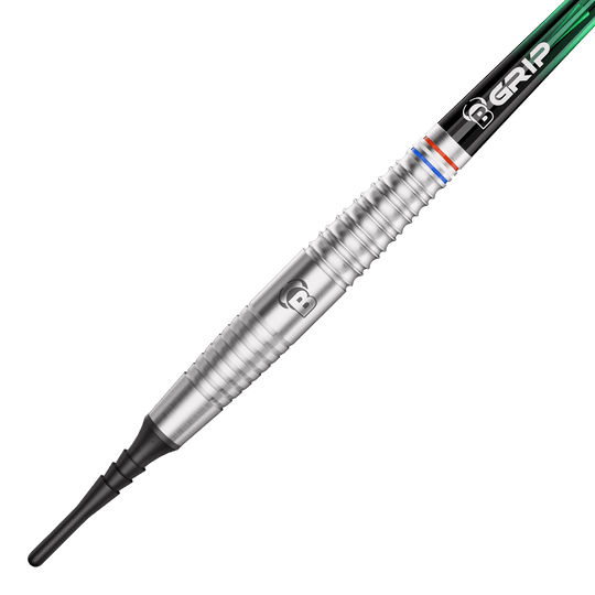 Die Abbildung zeigt die Bulls Danny Jansen Softdarts mit einem Gewicht von 20g. Diese Dartpfeile sind für das Softdartspiel konzipiert.