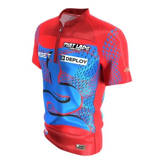 Target Nathan Aspinall Dartshirt 2027 Target Nathan Aspinall Dartshirt 2027 wird auf diesem Bild gezeigt. Das Design ist modern und sportlich.