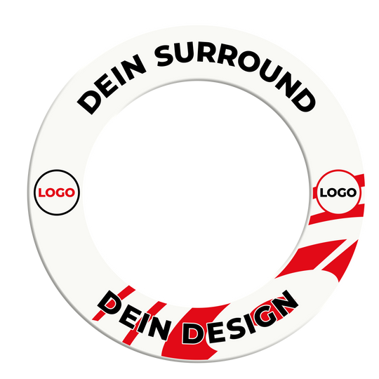 Dartboard Surround mit Deinem Design Ein Bild mit dem Namen MSF-Wei_Dartboard_Surround_Wunschdruck_Schwarz_Wei_2. Wahrscheinlich ist darauf ein weiß-schwarzes Dartboard-Surround mit individuellem Aufdruck zu sehen.