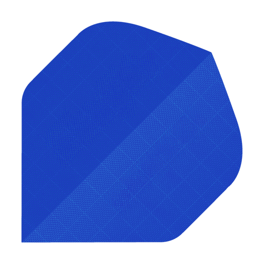 Nylonové letky - Standardní - MODRÉ Das Bild zeigt ein blaues Stück Nylon-Stoff in der Form eines Dart-Flights. Die Oberfläche hat eine feine, strukturierte Musterung.
