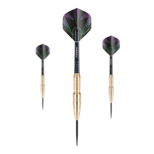 Winmau Simon Whitlock Brass Steeldarts Winmau Simon Whitlock Brass Steeldarts nebeneinander angeordnet. Die Oberfläche der Darts ist matt und detailreich.