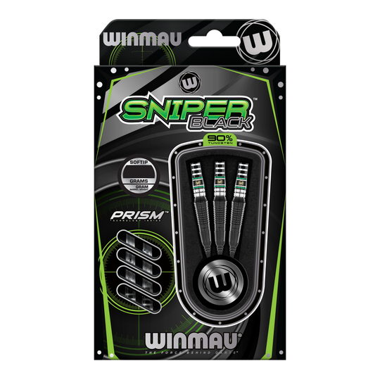 Měkké šipky Winmau Sniper Black 2025 - 20g Mehrere Winmau Sniper Black 2025 Softdarts - 20g sind im Bild dargestellt. Die Darts liegen in einer Reihe.