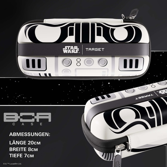 Target Star Wars Boa Dartcase - Szturmowiec Auf diesem Bild sieht man das Target Star Wars Boa Dartcase im Stormtrooper Design. Das Dartcase ist im Stil der Star Wars Stormtrooper gestaltet.