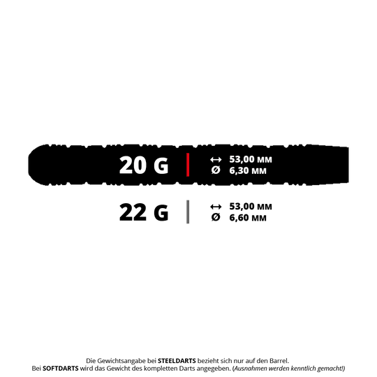 Zu sehen ist ein Steeldart-Set mit dem Namen GD7000360_GOAT_Surfer_Steeldarts_5_20g. Diese Darts sind vermutlich Teil der Surfer-Serie und haben 20 Gramm Gewicht.